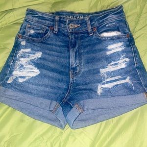 American Eagle High Waist Medium Wash jean shorts